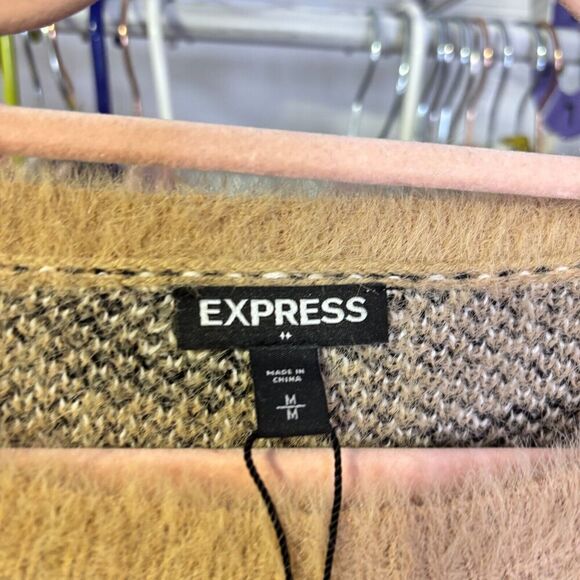 NWT Express Womens Cheetah Pullover Sweater Brown Medium Leopard Print Soft Cozy - Picture 3 of 7